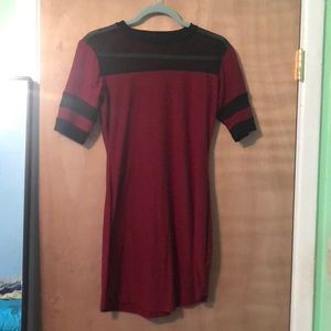 Short Maroon and Black Bodycon Dress
